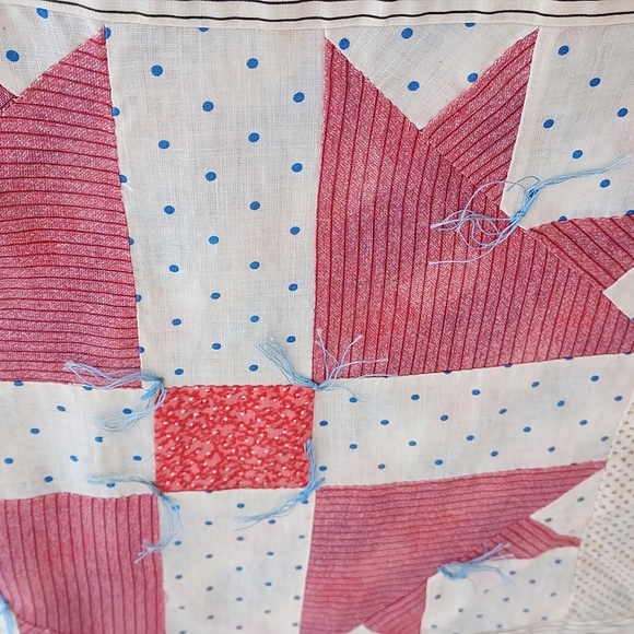 Vintage Handmade Quilt By Grandma Vintage Material Star Burst Design XLG - Picture 8 of 10